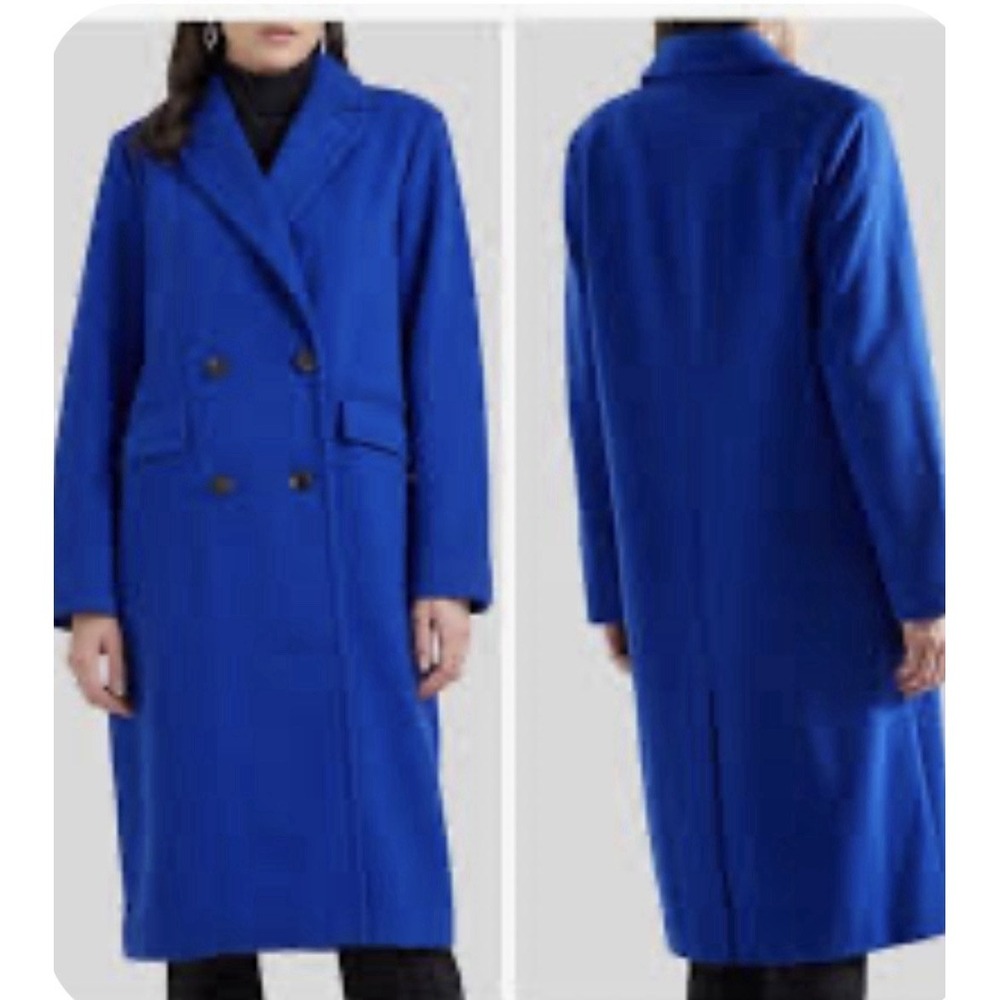 NWT BCBGeneration Double Breasted Long OverCoat Coat Royal Blue‎ Size Small